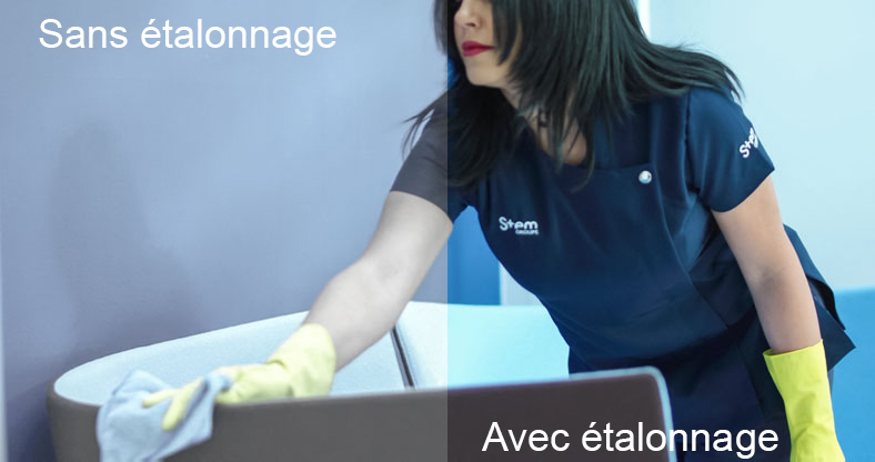 femme qui nettoie avec et sans étalonnage